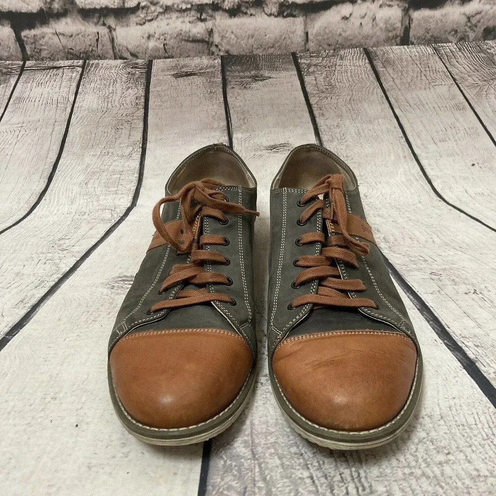 Gino Rossi Casual leather shoes‎ Lace Up Gray And Tan size 9